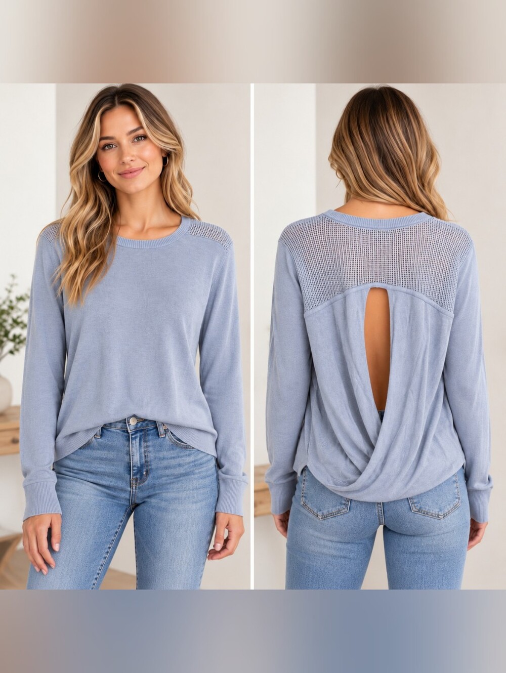 Lululemon Viscose Blend Open Back Sweater With Cashmere
